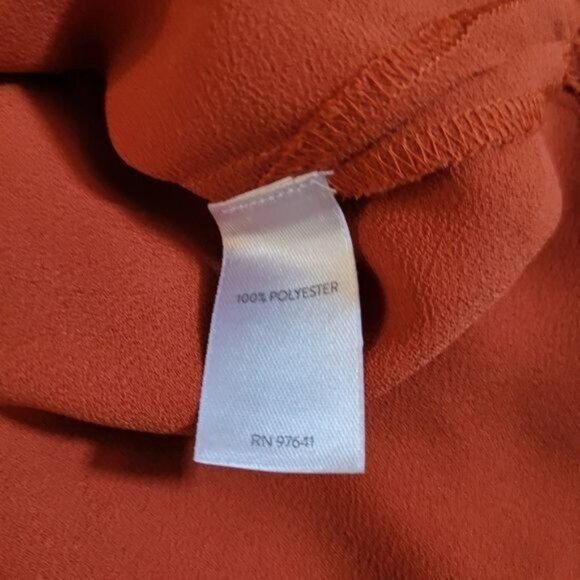 J.Jill Blouse Top Burnt Pumpkin Orange Medium button front down - Picture 5 of 5